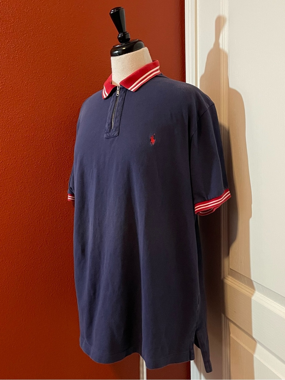 Polo Ralph Lauren Men’s Vintage 90’s Blue Pique Cotton Preppy Polo Shirt
